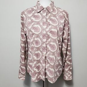 St. John's Bay pink cream paisley cotton button down size large